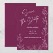 Simple Pansy Purple script wedding  save the date (Vorne/Hinten)