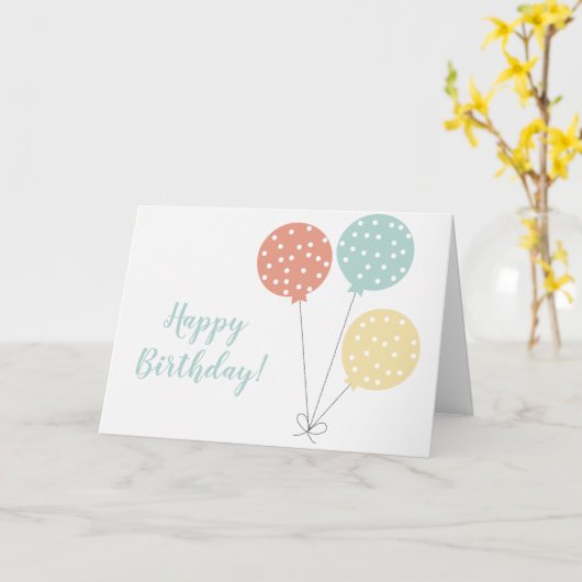 Simple Pastel Birthday Balloons Polka Dots Karte (Gelbe Blume)