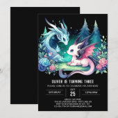 Simple Pastel Dragon Birthday Einladung (Vorne/Hinten)