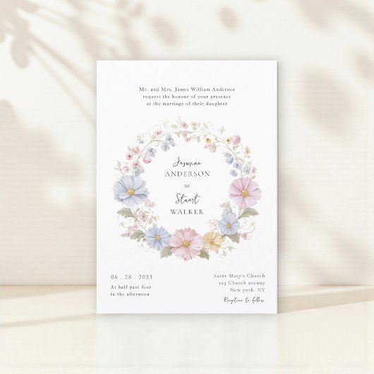 Simple pastel Floral Wedding website qr code  Einladung