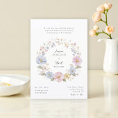 Simple pastel Floral Wedding website qr code  Einladung
