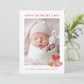 Simple Pastel Hearts Valentinstag Foto Feiertagskarte (Stehend Vorderseite)