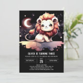 Simple Pastel Lion Birthday Einladung (Stehend Vorderseite)