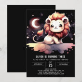 Simple Pastel Lion Birthday Einladung (Vorne/Hinten)
