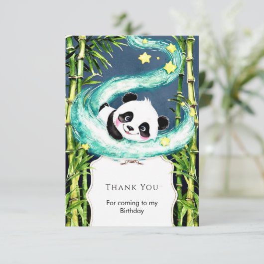 Simple Pastel Magical Panda Geburtstag Dankeskarte (Stehend Vorderseite)