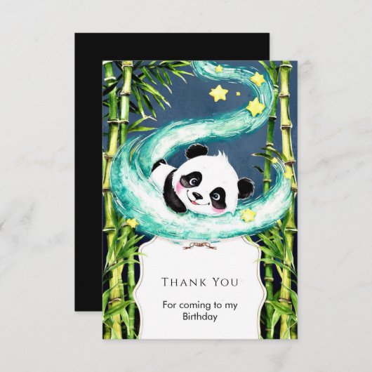 Simple Pastel Magical Panda Geburtstag Dankeskarte (Vorne/Hinten)