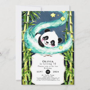Simple Pastel Magical Panda Geburtstag Einladung