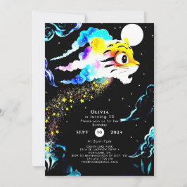 Simple Pastel Tiger Birthday Einladung