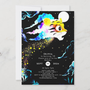 Simple Pastel Tiger Birthday Einladung