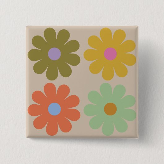 Simple Pastel Vintage Flower Pattern Button (Vorderseite)