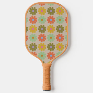 Simple Pastel Vintage Flower Pattern Pickleball Schläger