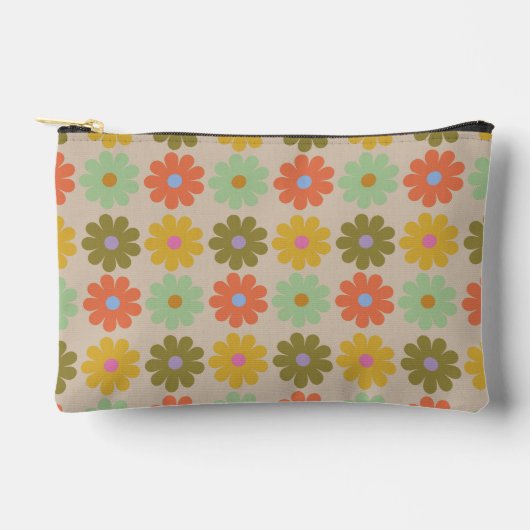 Simple Pastel Vintage Flower Pattern Zubehörtasche (Vorderseite)