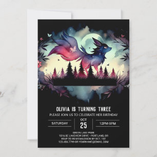 Simple Pastel Wolf Birthday Einladung