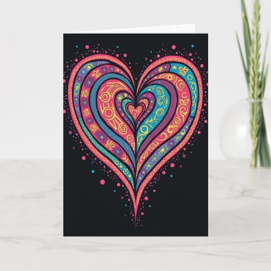 Simple Pattern Heart Card Karte (Vorderseite)