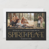 Simple Peace Foto Black Gold Feiertagskarte (Vorderseite)