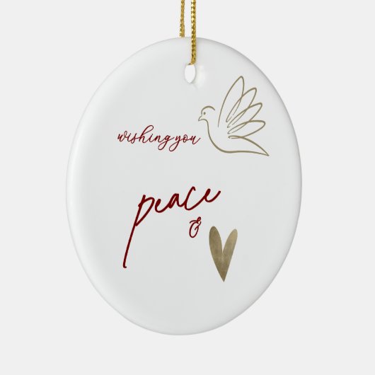 Simple Peace & Love Dove Photo Christmas Card Keramik Ornament (Rechts)