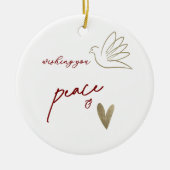 Simple Peace & Love Dove Photo Christmas Card Keramik Ornament (Vorne)