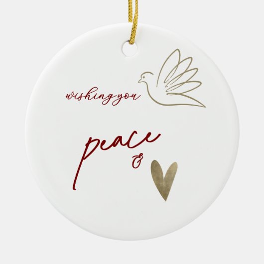 Simple Peace & Love Dove Photo Christmas Card Keramik Ornament (Vorne)