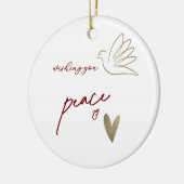 Simple Peace & Love Dove Photo Christmas Card Keramik Ornament (Links)