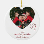 Simple Peace & Love Dove Photo Christmas Card Keramik Ornament (Hinten)