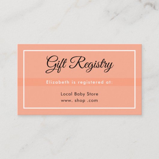 Simple Peach Babyshower Registry Enclosure Card Begleitkarte (Vorderseite)