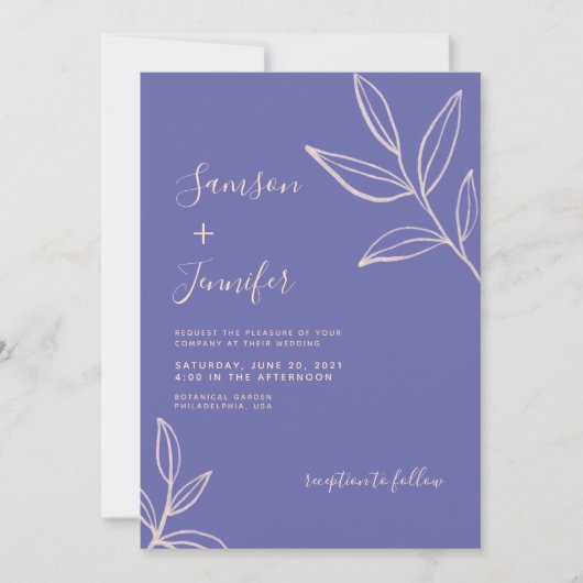 Simple Periwinkle Blue Calligraphy Foto Wedding Einladung (Vorderseite)