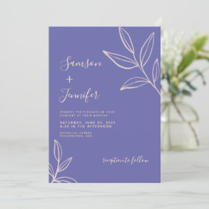 Simple Periwinkle Blue Calligraphy Foto Wedding Einladung