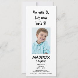 Simple Personal Photo 7th Birthday with QR Code Einladung