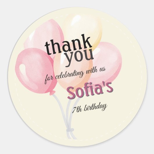 Simple personalized birthday sticker | Balloon (Vorderseite)