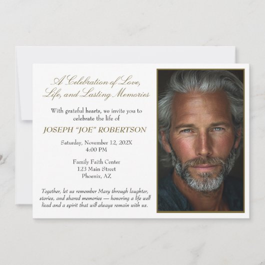 Simple Personalized Celebration of Life Invitation Einladung (Vorderseite)