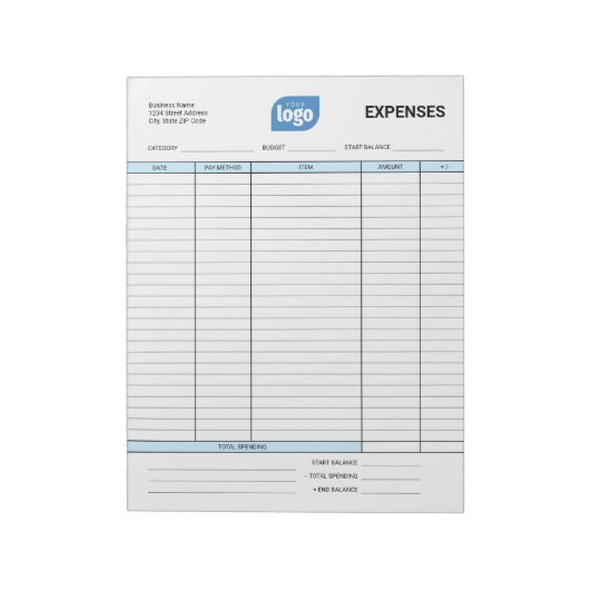 Simple Personalized Logo Business Expenses Notepad Notizblock (Rotiert)