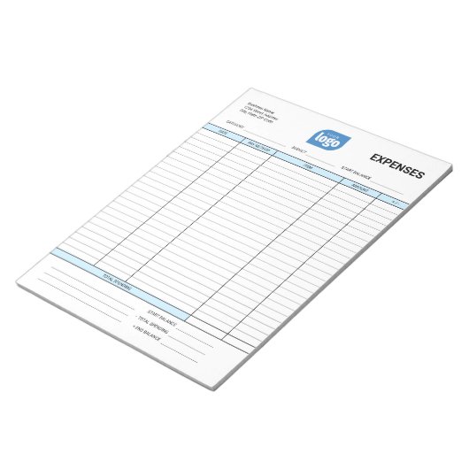 Simple Personalized Logo Business Expenses Notepad Notizblock (angewinkelt)