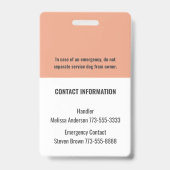 Simple Personalized Service/ Emotional Support Dog Ausweis (Rückseite)