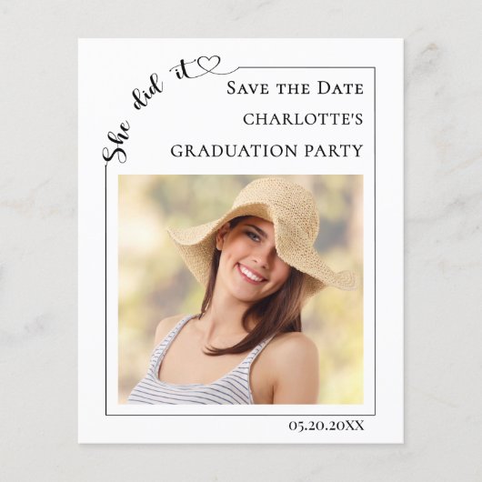 Simple photo budget Graduation Save the Date Flyer (Vorne)
