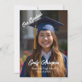 Simple Photo  Calligraphy  Grad Party  Personalize Karte