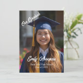 Simple Photo  Calligraphy  Grad Party  Personalize Karte (Stehend Vorderseite)