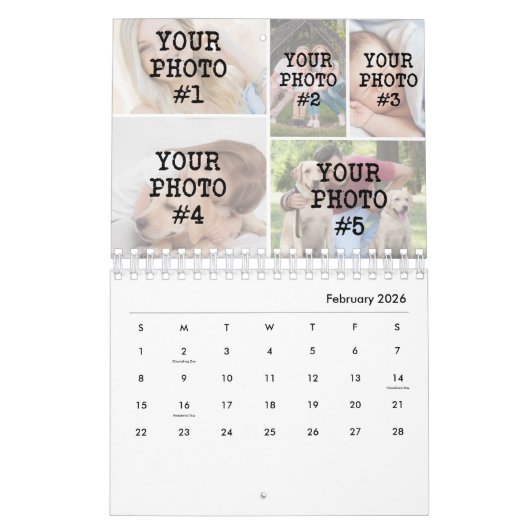 Simple Photo Collage 5 Per Month Kalender (Feb 2026)