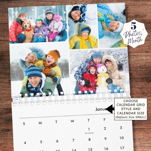 Simple Photo Collage 5 Per Month Kalender