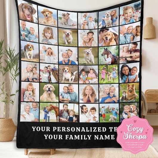 Simple Photo Collage Black Personalized 36 Picture Sherpadecke