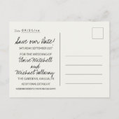 Simple Photo Destination Wedding Save the Date Ankündigungspostkarte (Rückseite)