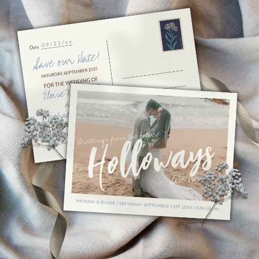 Simple Photo Destination Wedding Save the Date Ankündigungspostkarte