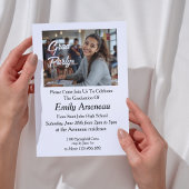 Simple Photo 'Grad Party ' Calligraphy Personalize Karte