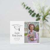 Simple photo graduation photo save the date  postkarte (Stehend Vorderseite)