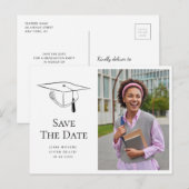 Simple photo graduation photo save the date  postkarte (Vorne/Hinten)
