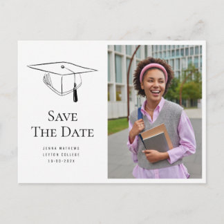 Simple photo graduation photo save the date  postkarte