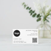 Simple Photo Logo Text QR Code Visitenkarte (Stehend Vorderseite)