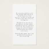 Simple Photo Memorial Sympathy Funeral Prayer Card (Rückseite)