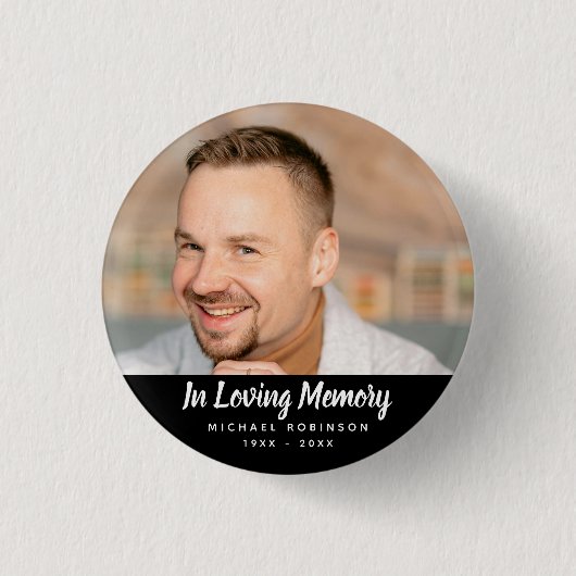 Simple Photo Memorial Tribute Funeral Keepsake Button (Vorderseite)