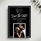 Simple Photo Minimal Monogram Save the Date Card Einladung
