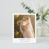 Simple Photo Modern Budget Wedding Thank You Card (Stehend Vorderseite)